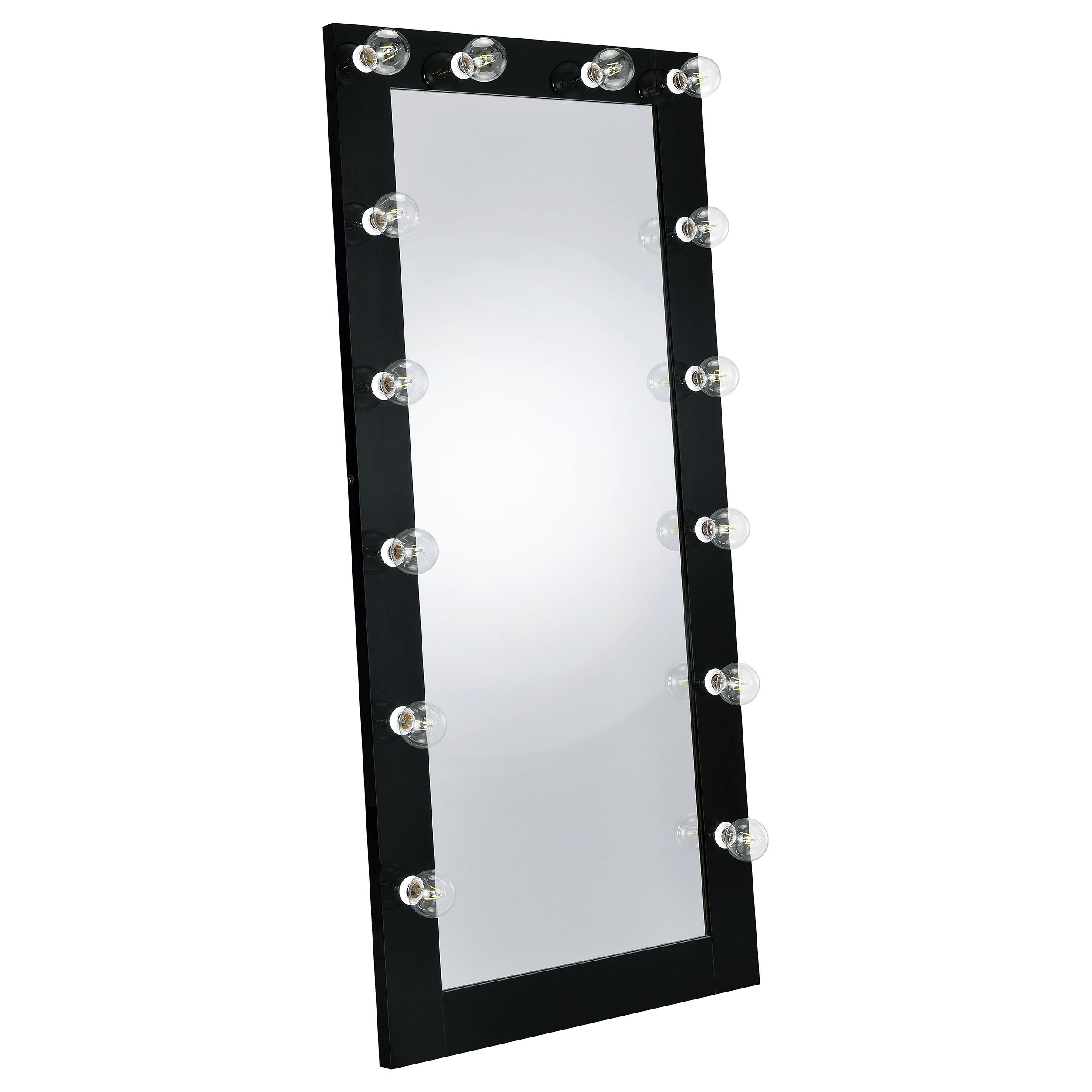 Zayan 32 x 71 Inch Floor Mirror LED Lighting Black Gloss — view 1