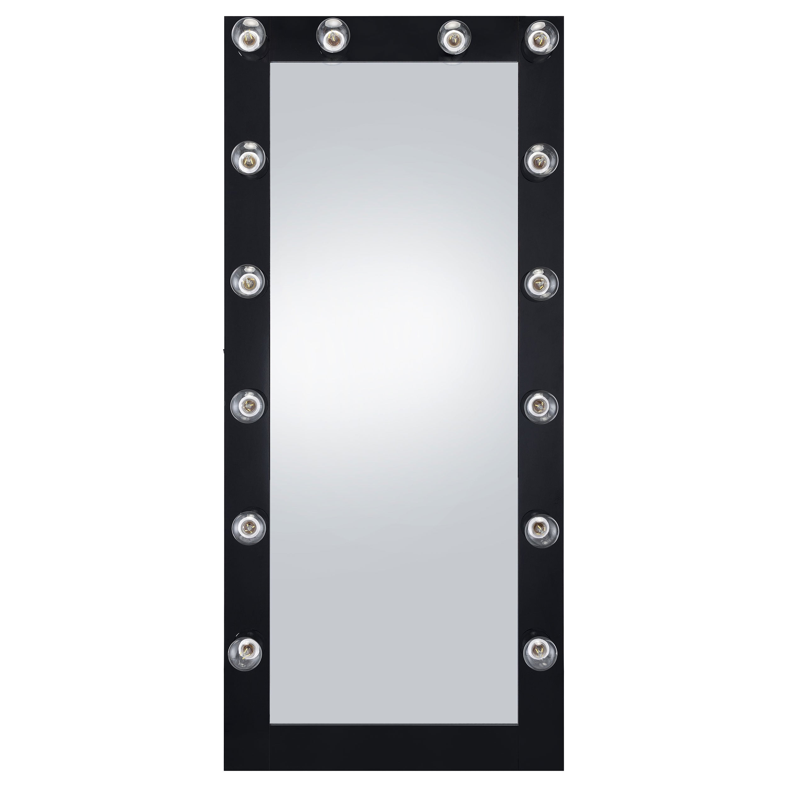 Zayan 32 x 71 Inch Floor Mirror LED Lighting Black Gloss — view 4