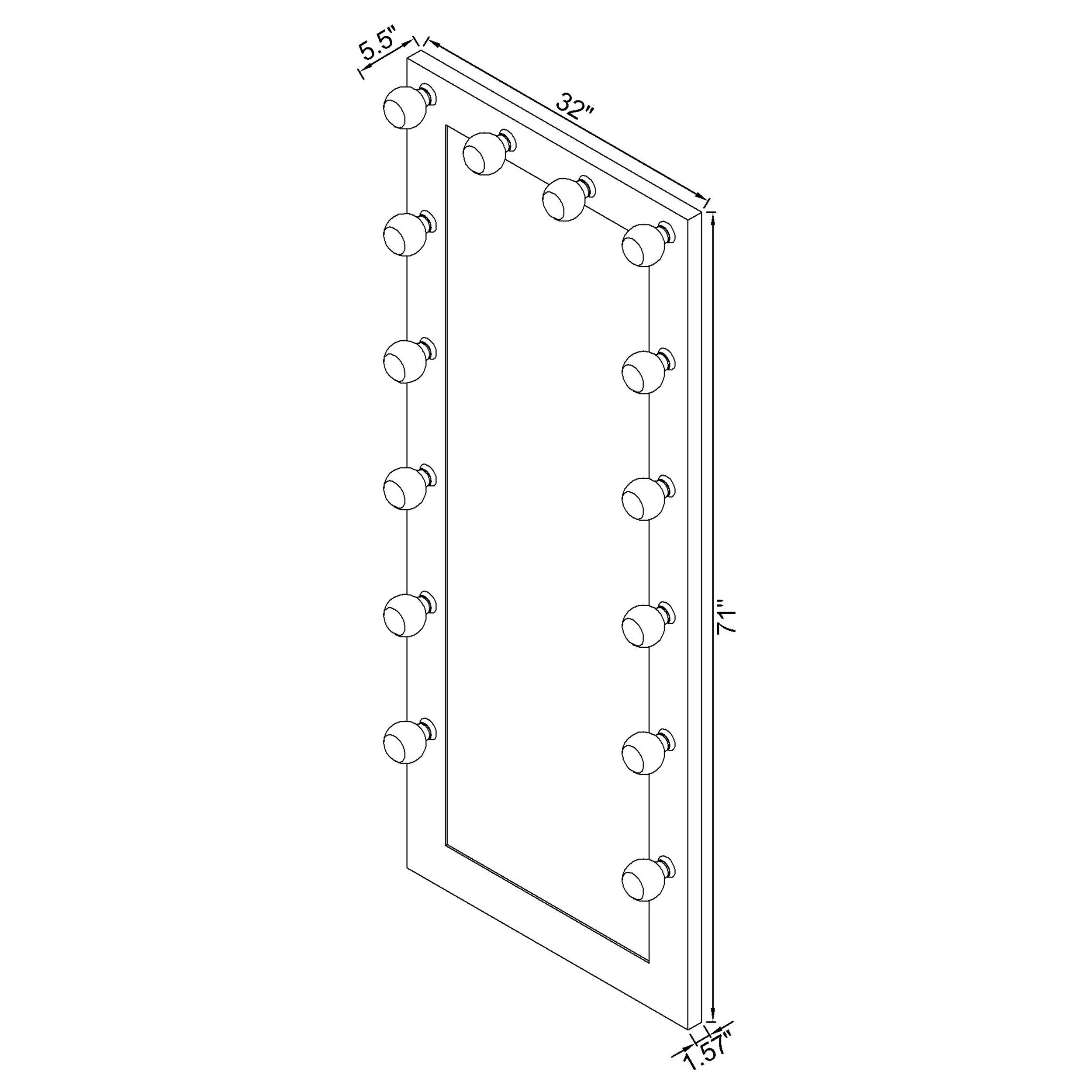 Zayan 32 x 71 Inch Floor Mirror LED Lighting Black Gloss — view 12