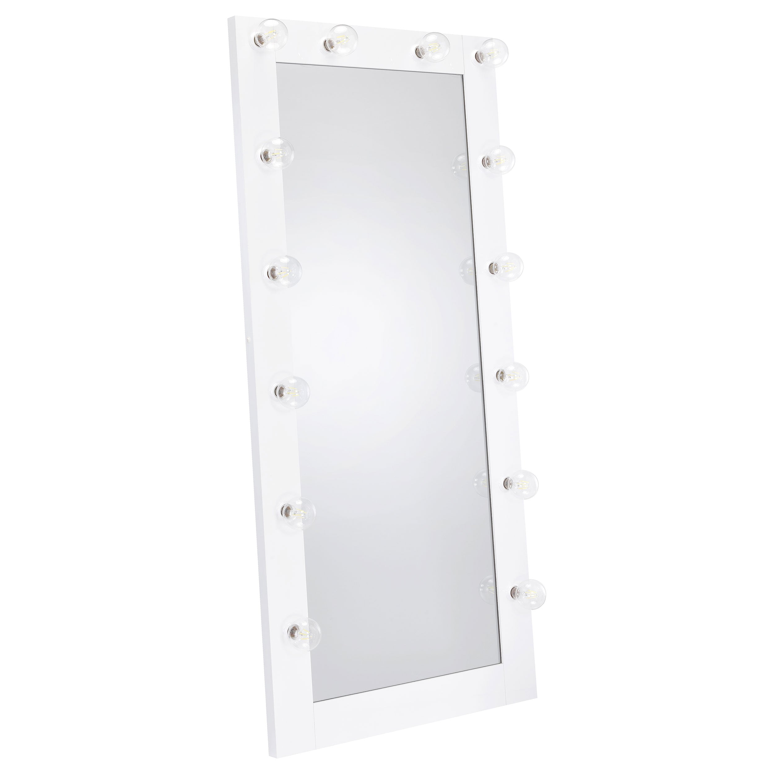 Zayan 32 x 71 Inch Floor Mirror LED Lighting White Gloss — view 1