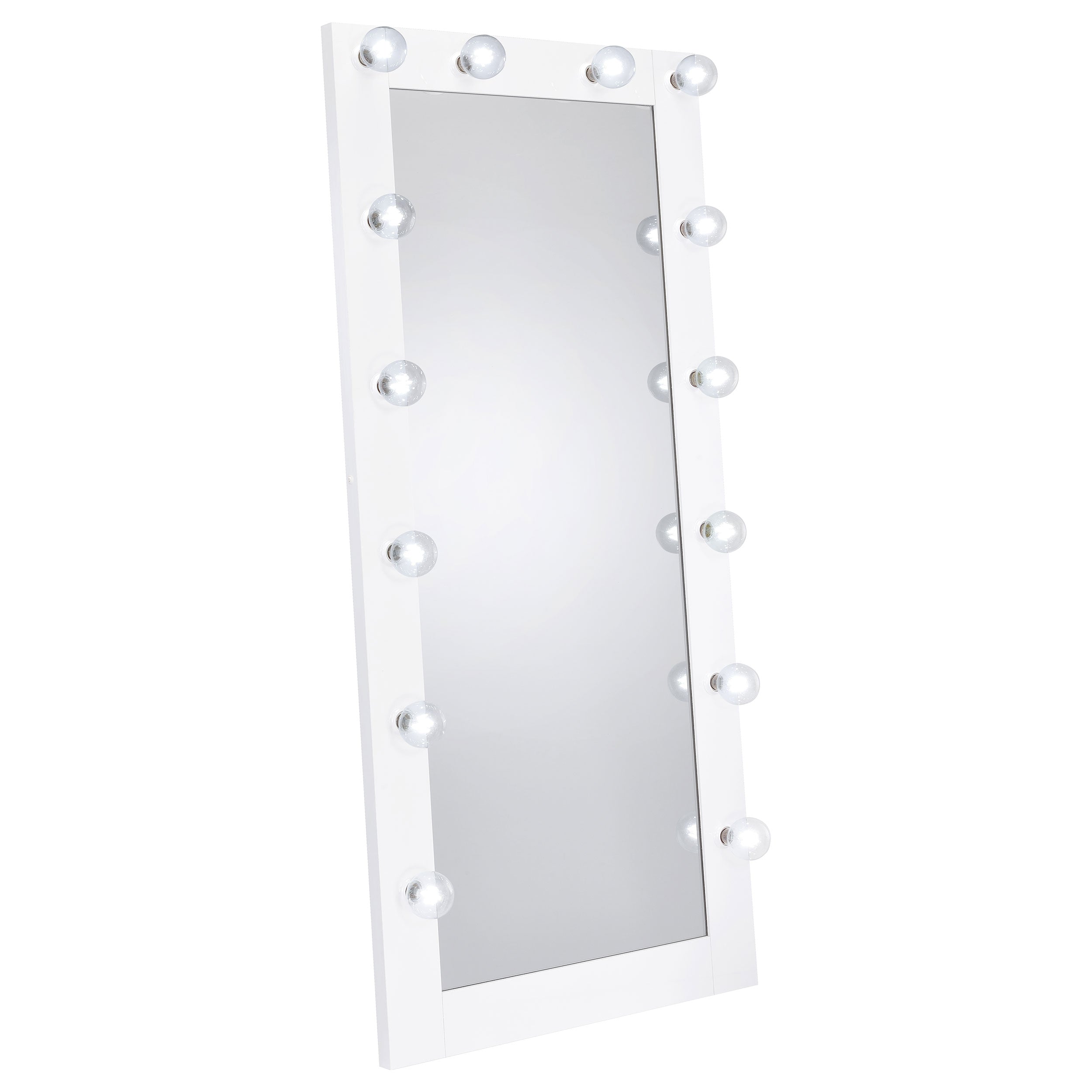 Zayan 32 x 71 Inch Floor Mirror LED Lighting White Gloss — view 3