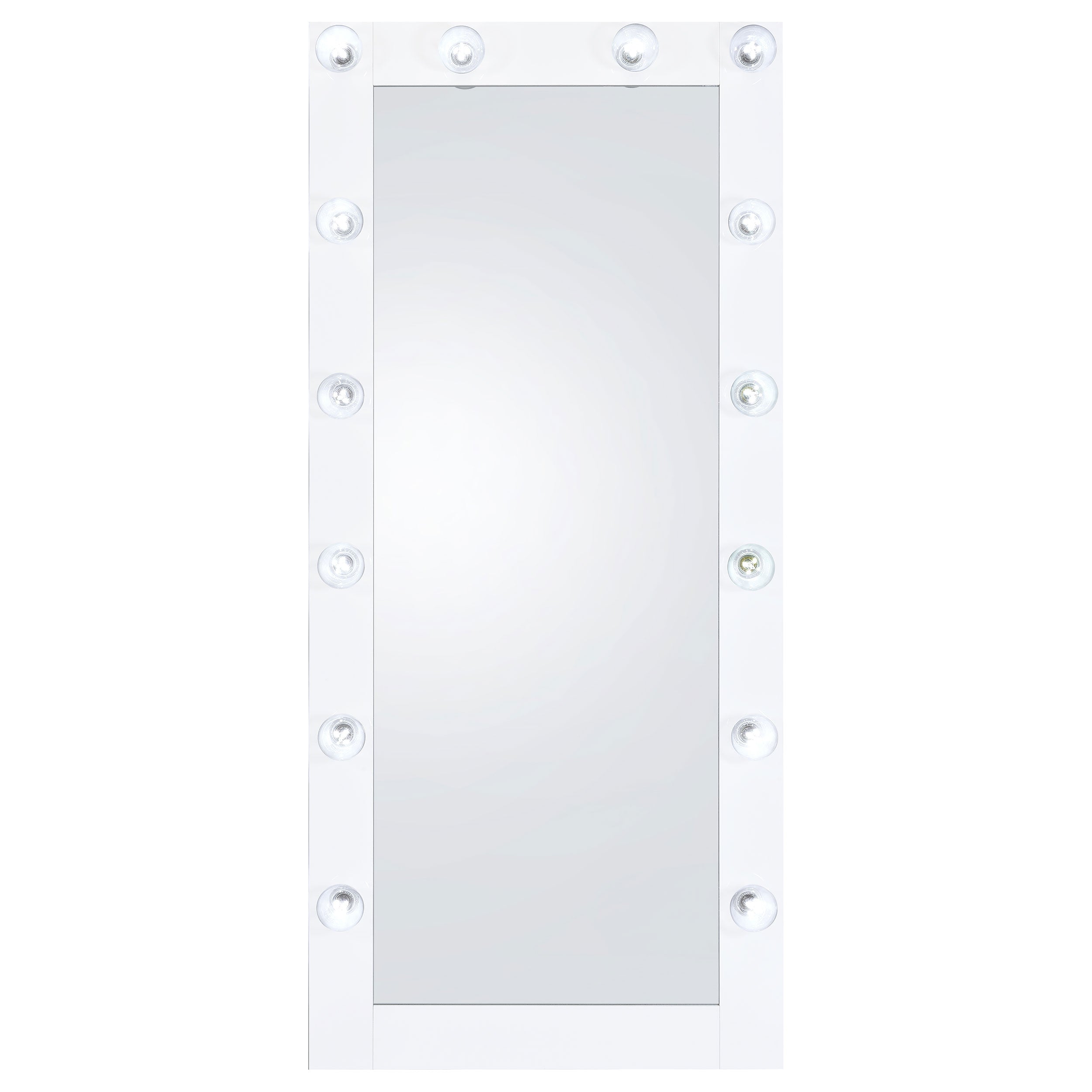 Zayan 32 x 71 Inch Floor Mirror LED Lighting White Gloss — view 5