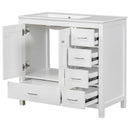 Bathroom Vanity With Ceramic Sink Combo, Abundant Storage Cabinet 2 Soft Close Doors And 5 Drawers