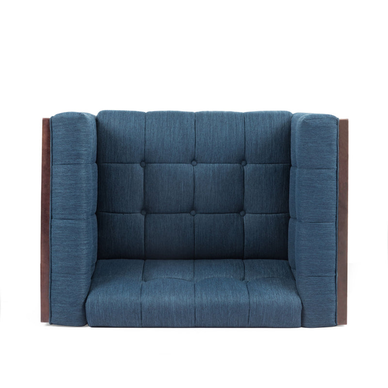 Contemporary Club Chair With Button Tufted Waffle Stitch