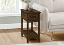Accent End Table, 2 Tier, Narrow, Storage Drawer, Transitional - Walnut