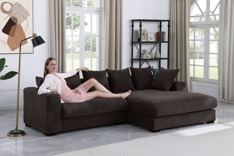 Naomi - 3 Piece Upholstered Sectional - Dark Brown