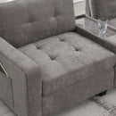 Sectional With Acrylic Table Top U Shaped Couch Set With 2 Consoles USB Charger, Storage Drawers And Pockets Movable Ottoman Tufted Sofa