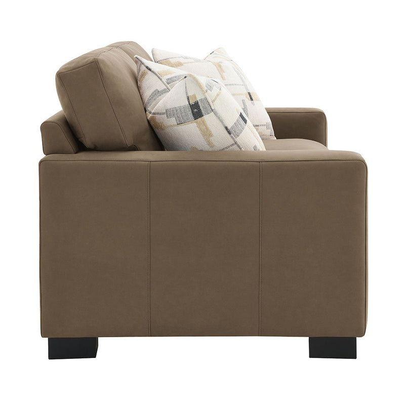 Darya - Loveseat With 3 Pillows - Brown Suede Fabric