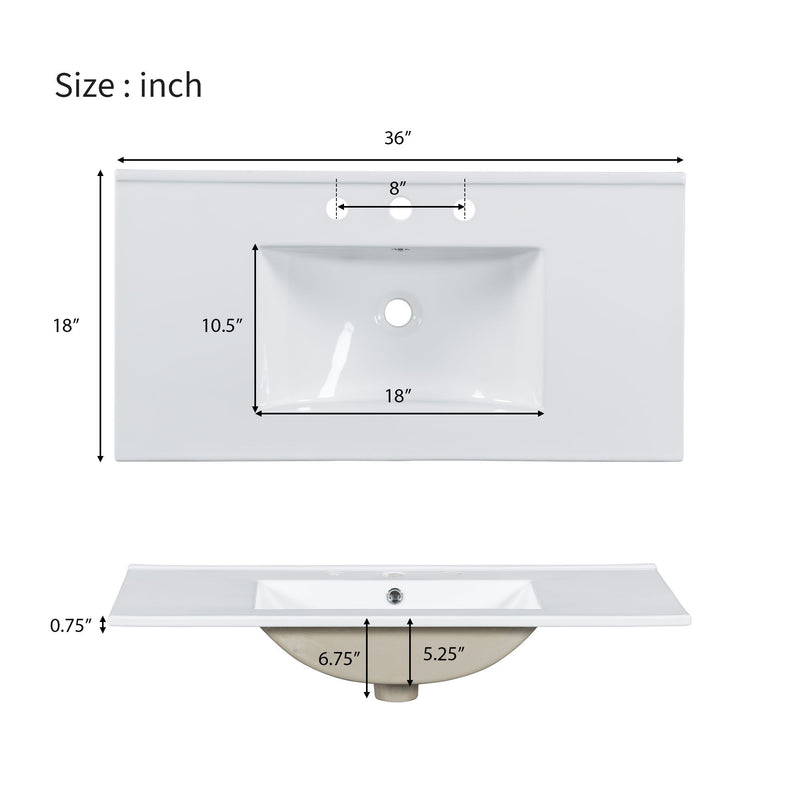 Bathroom Vanity With Two Soft Close Doors, Adjustable Shelves And Three Drawers