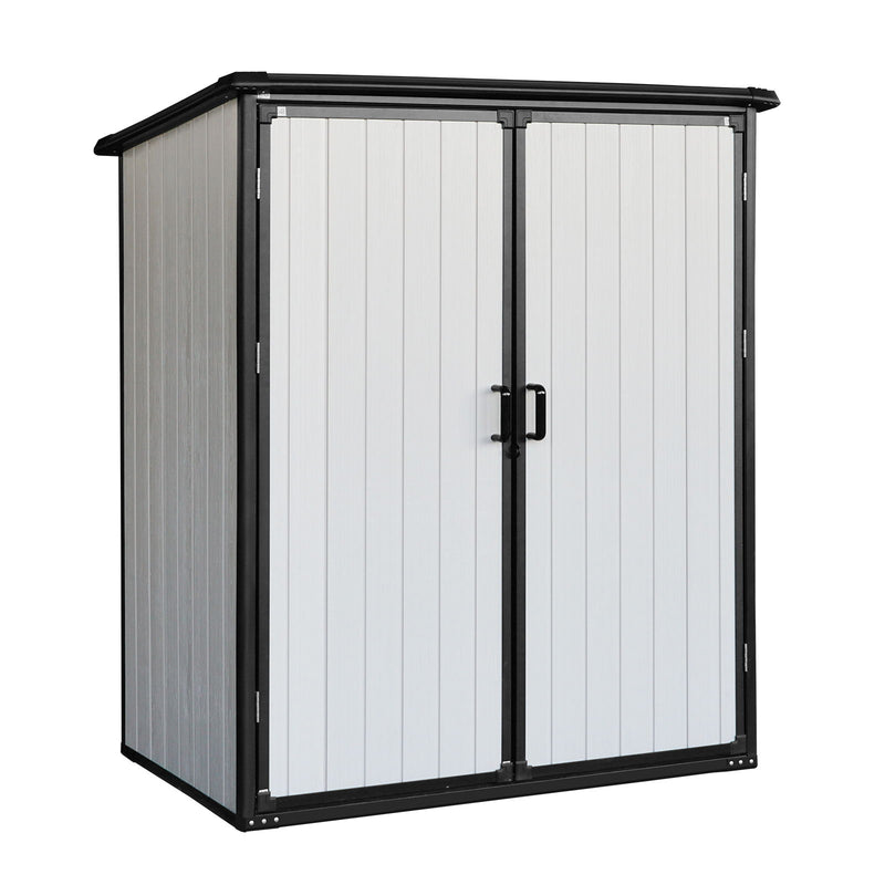 5X3Ft Outdoor Storage Shed Waterproof Resin Cabinet With Lockable Doors For Bikes And Patio Furniture - Black