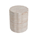 Elegant Indoor / Outdoor Lightweight Concrete Side Table With Travertine - Beige
