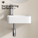 Wall Mounted Rectangle Vessel Sink With Faucet & Drain - Milk White