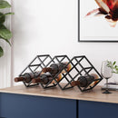 Modern Industrial Tabletop Wine Rack With 7 Bottle Holders - Black
