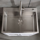 24" Stainless Steel Washing Sink With Faucet Hoses And Drain Head Only (Update) - Silver