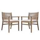 Outdoor Acacia Wood Patio Dining Armchair (Set of 2)
