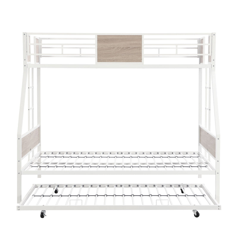 Modern Metal Bunk Bed With Side Ladders And Guardrail
