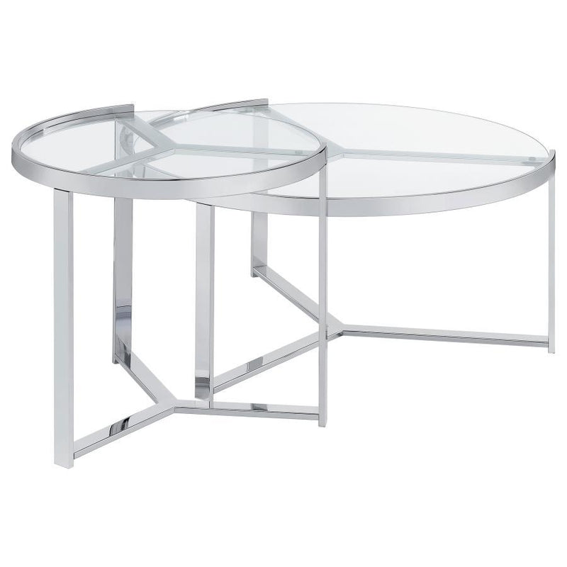 Delia - 2 Piece Round Glass Top Nesting Coffee Table