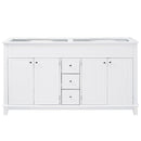 Bathroom Vanity Cabinet Only, 3 Drawers & 4 Doors With Double Layer Shelves - White