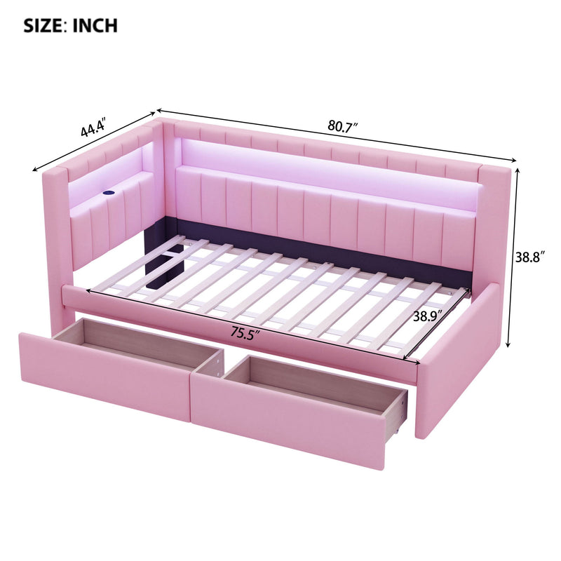 Upholstered Platform Bed With USB Ports And LED Belt