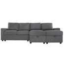 Convertible Sectional Sofa With Storage Chaise Lounges And USB Ports