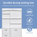 Bathroom Storage Cabinet With Tilt Out Hamper, Tall Free Standing Organizer With Drawers & Adjustable Shelves, Linen Tower With Steel Handles - White