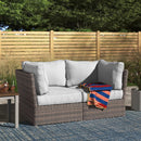 Modern Patio Wicker Loveseat With Cushions