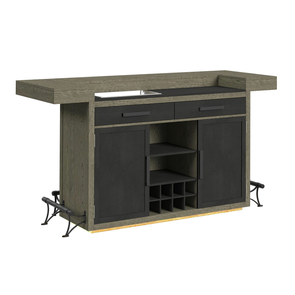 Jemma Bar Table With Light in Gray And Dark Espresso by Elements International