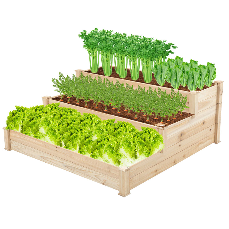 Raised Garden Bed Horticulture Outdoor Elevated Flower Box Tiered Garden Bed Wooden Vegetables