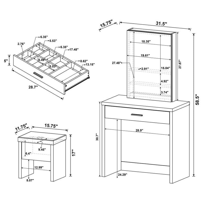 Harvey - 2-piece Vanity Set with Lift-Top Stool