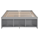 Full Size Bed with Storage Case, 2 Storage drawers, Lengthwise Support Slat,Grey