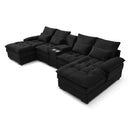 Contemporary U Shaped Sofa With Console And Cupholders