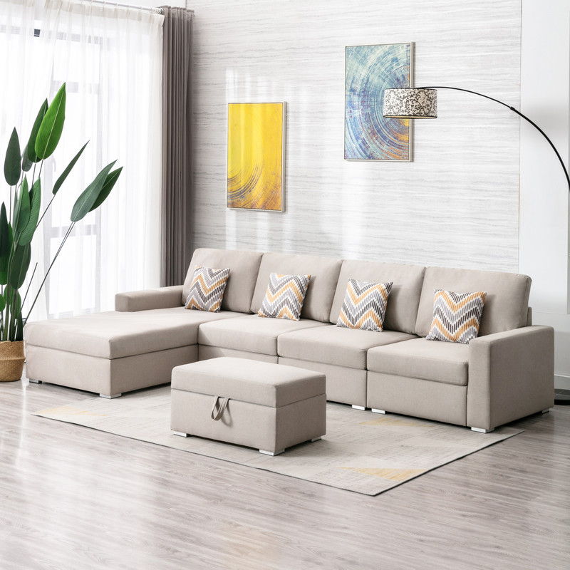 Nolan - Fabric 5 Piece Sectional Sofa With Interchangeable Legs