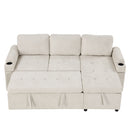 Convertible L Shaped Sofa Couch With Storage, Cup Holders, USB Ports