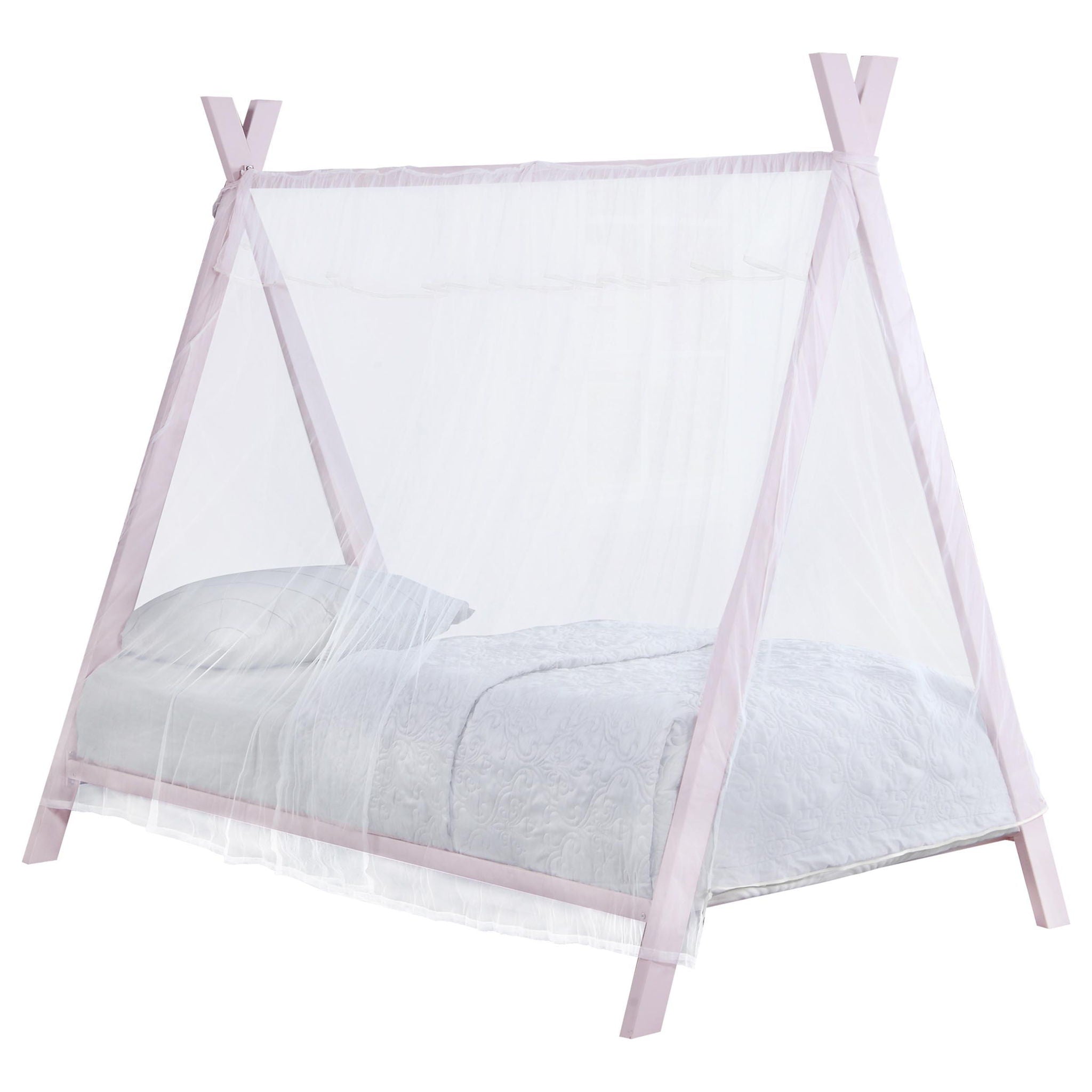 Fultonville Metal Twin Tent Bed with 7-inch Mattress Pink
