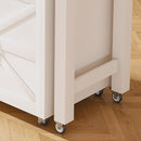 Modern Kitchen Island With Extendable Dining Table & Power Outlet - White