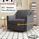 360 Degree Swivel Armchair, Skin Friendly Fabric, Ergonomic Design, Brass Nail Decorative Armchair