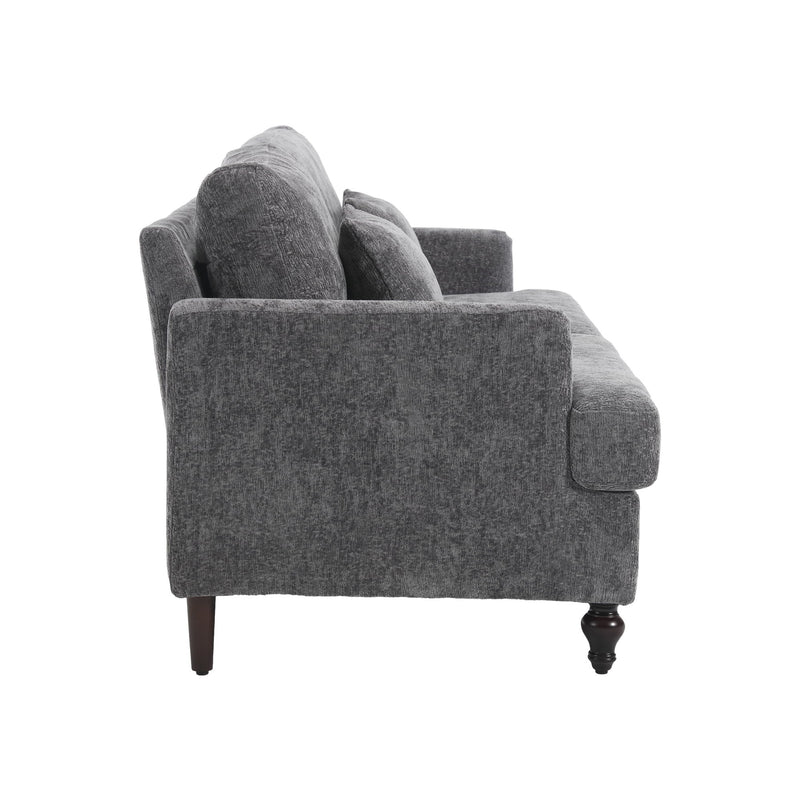 Mid Century Modern Chenille Fabric Loveseat Sofa, 2 Seat Upholstered Couch