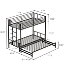 Twin Metal Pull Out Bunk Bed With Guardrail And Built In Ladder, Space Saving Convertible Frame For Bedroom - Black