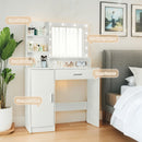 Vanity Desk With Mirror And Adjustable LED Lights, 3 Lighting Modes, Drawer And Storage Cabinet - White