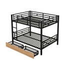 Full Size Convertible Bunk Bed With 2 Drawers Durable - Black