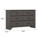 6 Drawer Dresser - Brown