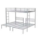 Full over Twin&Twin Size Bunk Bed with Built-in Shelf, Silver