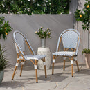 Outdoor Rattan And Aluminum French Bistro Chairs Set