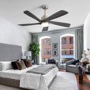 Modern Ceiling Fan With Dimmable LED Light 5 Solid Wood Blades Remote Control Reversible Dc Motor With Smart App Control - Nickel