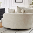 Single Swivel Chair, Fluffy Modern Sleeper, 360 Degree Swivel Chair For Living Room - Beige