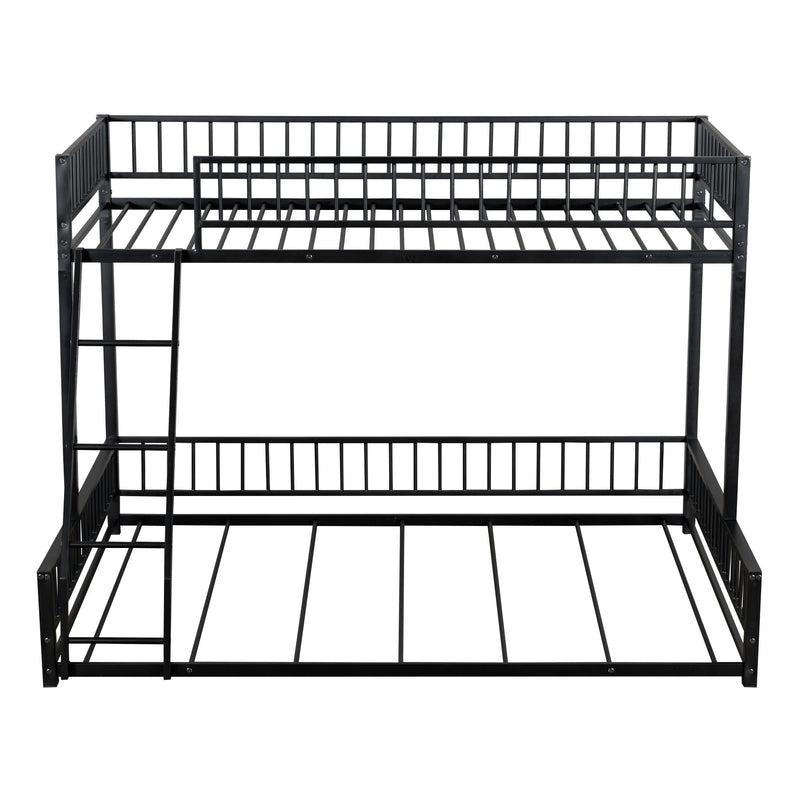Bunk Bed Frame With Ladder And Safety Guardrails