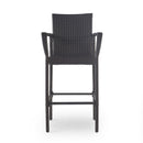Outdoor Wicker Barstools With Rattan And Iron Frame