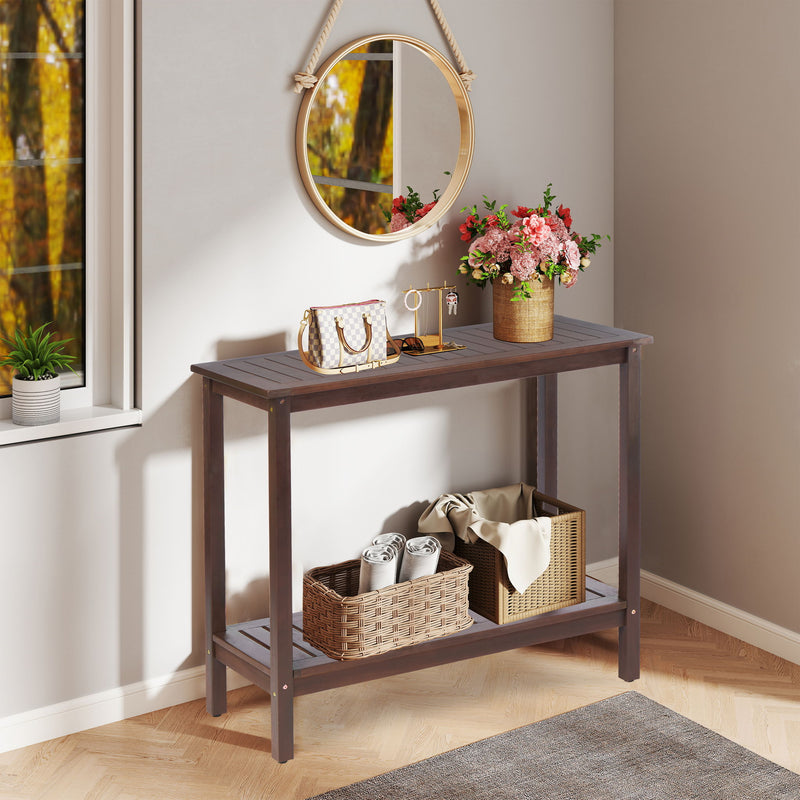 Workstation For Garden Balcony Garage, Acacia Console Potting Table