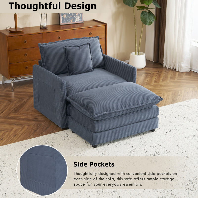 Modern Modular Sofa With Side Storage Pockets For Living Room