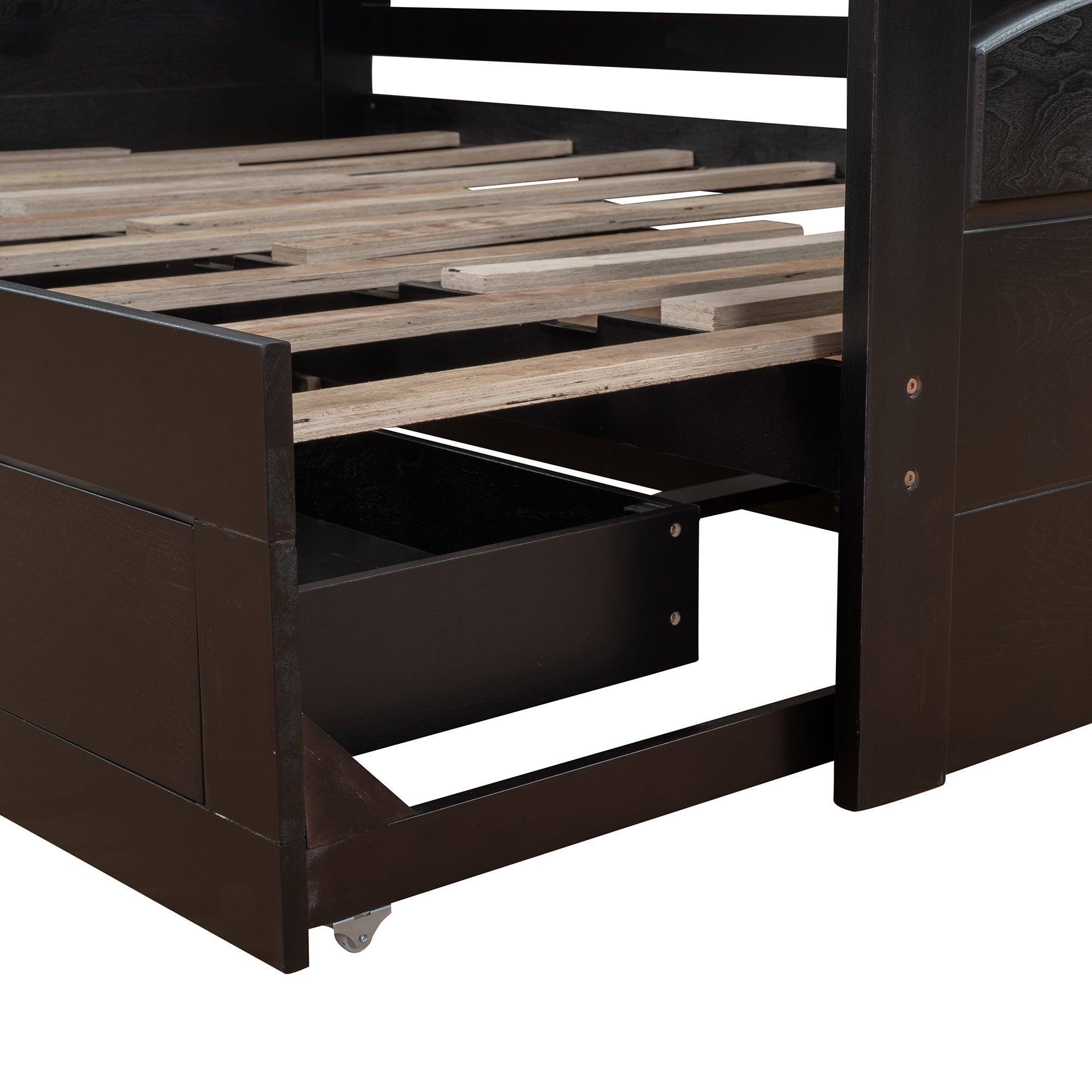 Wooden Daybed with Trundle Bed and Two Storage Drawers , Extendable Bed Daybed,Sofa Bed with Two Drawers, Espresso - Atlantic Fine Furniture Melbourne FL